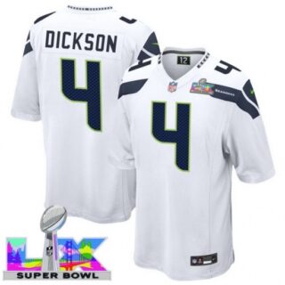 Men's Seattle Seahawks #4 Michael Dickson White 2025 2026 Super Bowl LX F U S E Stitched Jersey