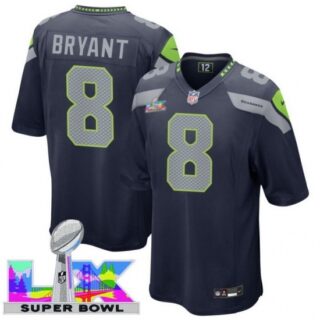 Men's Seattle Seahawks #8 Coby Bryant Blue 2025 2026 Super Bowl LX F U S E Stitched Jersey
