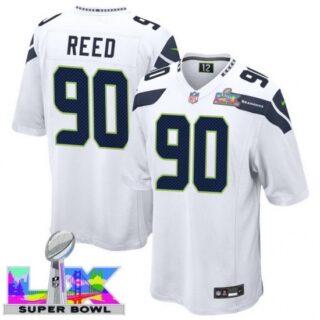 Men's Seattle Seahawks #90 Jarran Reed White 2025 2026 Super Bowl LX F U S E Stitched Jersey