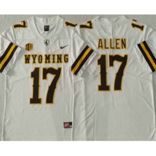 Men's Wyoming Cowboys #17 Josh Allen White Vapor Limited Stitched Nike Jersey