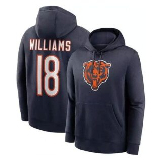 Nike Men's Chicago Bears #18 Caleb Williams Navy Pullover Hoodie