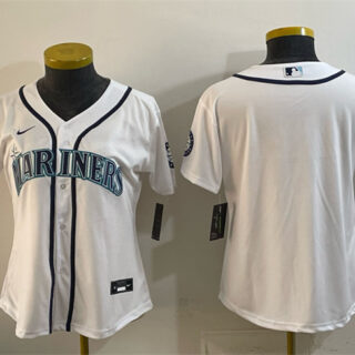 Women's Seattle Mariners Blank White Cool Base Stitched Baseball Jersey(Run Small)