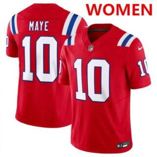 Women's New england patriots #10 drake maye red 2024 F.U.S.E. navy vapor untouchable limited football stitched jersey(run small)