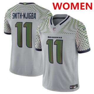 Women's Seattle Seahawks #11 jaxon smith-njigba grey 2025 F.U.S.E. Rivalries vapor limited football stitched jersey(run small)