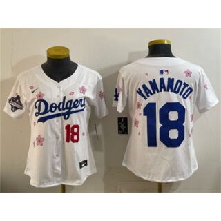 Youth Los Angeles Dodgers #18 Yoshinobu Yamamoto White 2025 World Series Champions Tokyo Series Limited Stitched Baseball Jersey
