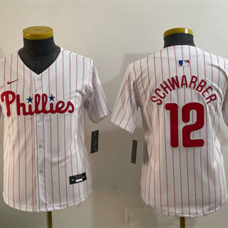 Youth Philadelphia Phillies #12 Kyle Schwarber White Limited Stitched Jersey