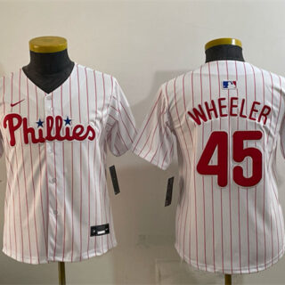 Youth Philadelphia Phillies #45 Zack Wheeler White Limited Stitched Jersey
