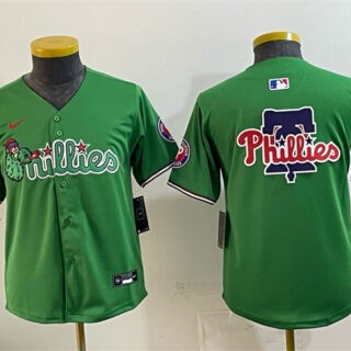 Youth Philadelphia Phillies Team Big Logo Green Phanatic Limited Stitched Jersey