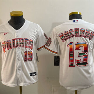 Youth San Diego Padres #13 Manny Machado White Mexico Cool Base Stitched Baseball Jersey