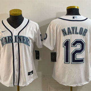Youth Seattle Mariners #12 Josh Naylor White Cool Base Stitched Baseball Jersey