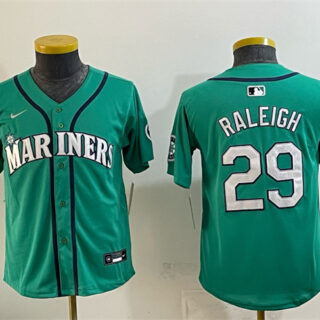 Youth Seattle Mariners #29 Cal Raleigh Aqua Alternate Limited Stitched Jersey