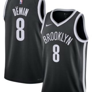 Men's Brooklyn Nets #8 Egor Demin Black Icon Edition Stitched Basketball Jersey