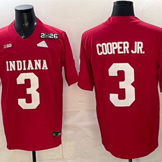 Men's Indiana Hoosiers #3 Omar Cooper Jr. Red F.U.S.E. 2026 Patch Stitched Football Jersey
