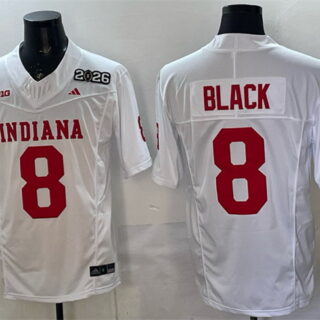 Men's Indiana Hoosiers #8 Kaelon Black White F.U.S.E. 2026 Patch Stitched Football Jersey