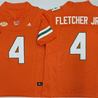 Men's Miami Hurricanes #4 Mark Fletcher Jr. Orange F.U.S.E. 2026 Stitched Football Jersey