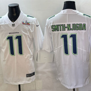 Men's Seattle Seahawks #11 Jaxon Smith-Njigba White 2025 Super Bowl LX Patch Tundra Fashion Vapor Untouchable Limited Stitched Football Jersey