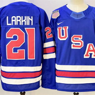 Men's USA #21 Dylan Larkin Royal 2025-2026 Stitched Jersey
