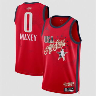 All Star #0 Tyrese Maxey Red Stitched Basketball Jersey
