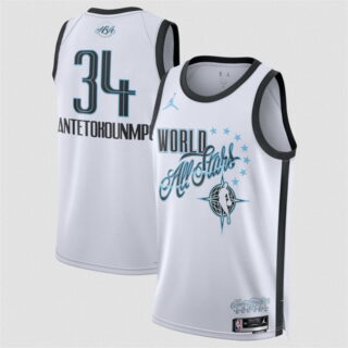 All Star #34 Giannis Antetokounmpo White Stitched Basketball Jersey