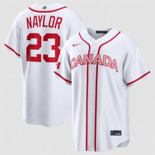 Men's Canada Baseball #23 Bo Naylor White 2026 World Baseball Classic Home Stadium Stitched Jersey