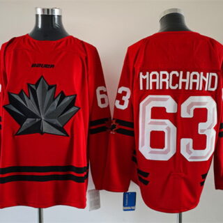 Men's Canada Hockey #63 Brad Marchand Red Stitched Jersey