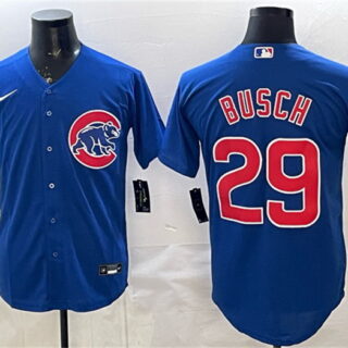 Men's Chicago Cubs #29 Michael Busch Royal Cool Base Stitched Baseball Jersey
