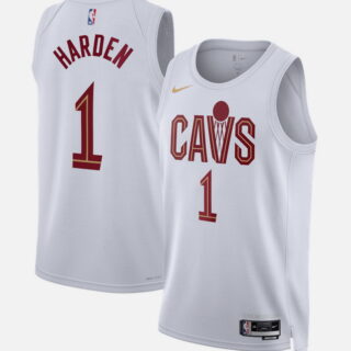 Men's Cleveland Cavaliers #1 James Harden White 2026 Association Edition Stitched Basketball Jersey