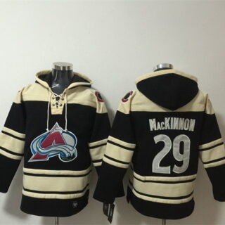 Men's Colorado Avalanche #29 Nathan MacKinnon Black All Stitched Sweatshirt Hoodie