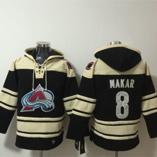 Men's Colorado Avalanche #8 Cale Makar Black All Stitched Sweatshirt Hoodie