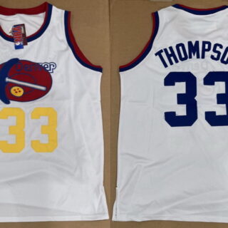 Men's Denver Nuggets #33 David Thompson White Stitched Basketball Jersey
