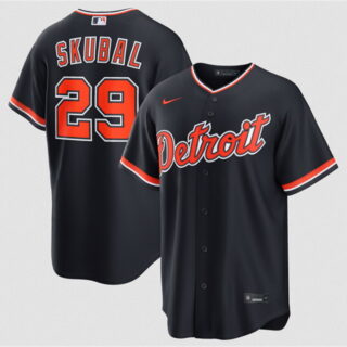 Men's Detroit Tigers #29 Tarik Skubal Navy Alternate Stitched Baseball Jersey