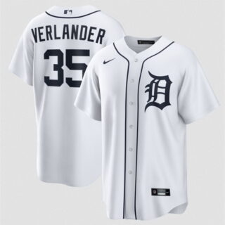 Men's Detroit Tigers #35 Justin Verlander White 2026 Cool Base Stitched Baseball Jersey
