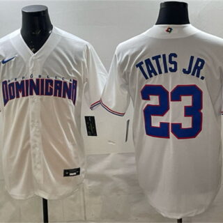 Men's Dominican Republic Baseball #23 Fernando Tatis Jr. White World Baseball Classic Stitched Jersey
