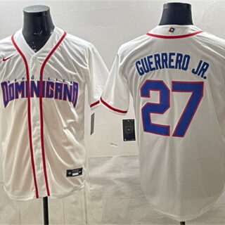 Men's Dominican Republic Baseball #27 Vladimir Guerrero Jr. White 2026 World Baseball Classic Home Stadium Stitched Jersey