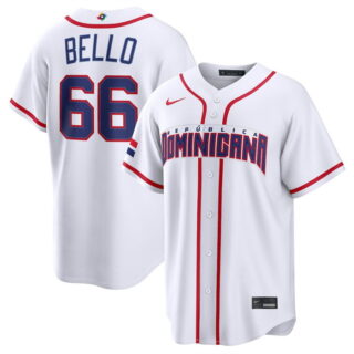 Men's Dominican Republic Baseball #66 Brayan Bello White 2026 World Baseball Classic Home Stadium Stitched Jersey