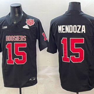 Men's Indiana Hoosiers #15 Fernando Mendoza Black F.U.S.E. 2025 National Champions Patch Stitched Football Jersey 1