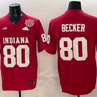 Men's Indiana Hoosiers #80 Charlie Becker Red F.U.S.E. 2025 National Champions Patch Stitched Football Jersey