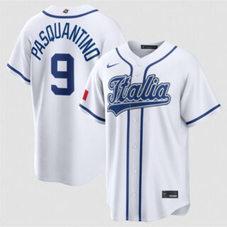 Men's Italy Baseball #9 Vinnie Pasquantino 2026 World Baseball Classic Home Stadium Stitched Jersey