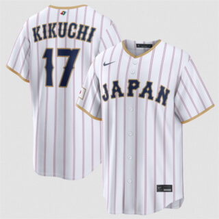 Men's Japan Baseball #17 Yusei Kikuchi White 2026 World Baseball Classic Home Stadium Stitched Jersey