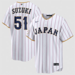 Men's Japan Baseball #51 Seiya Suzuki White 2026 World Baseball Classic Home Stadium Stitched Jersey