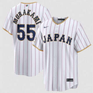 Men's Japan Baseball #55 Munetaka Murakami White 2026 World Baseball Classic Home Stadium Stitched Jersey