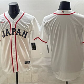 Men's Japan Baseball Blank White 2026 World Baseball Classic Home Stadium Stitched Jersey