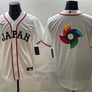 Men's Japan Baseball Team Big Logo White 2026 World Baseball Classic Home Stadium Stitched Jersey