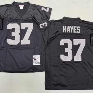 Men's Las Vegas Raiders #37 Lester Hayes Black Throwback Stitched Football Jersey