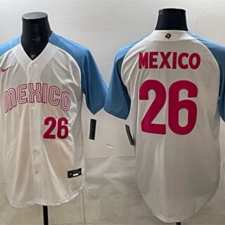 Men's Mexico Baseball #26 Mexico White 2026 World Baseball Classic Home Stadium Stitched Jersey