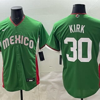 Men's Mexico Baseball #30 Alejandro Kirk Green 2026 World Baseball Classic Stadium Stitched Jersey