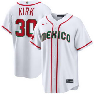 Men's Mexico Baseball #30 Alejandro Kirk White 2026 World Baseball Classic Home Stadium Stitched Jersey