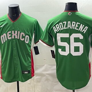 Men's Mexico Baseball #56 Randy Arozarena Green 2026 World Baseball Classic Stadium Stitched Jersey