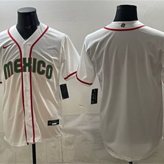 Men's Mexico Baseball Blank White 2026 World Baseball Classic Home Stadium Stitched Jersey