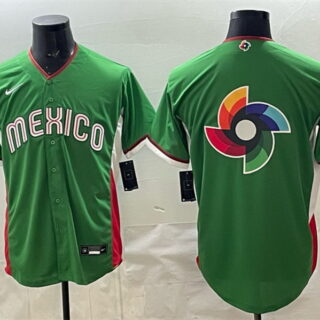 Men's Mexico Baseball Team Big Logo Green 2026 World Baseball Classic Stadium Stitched Jersey